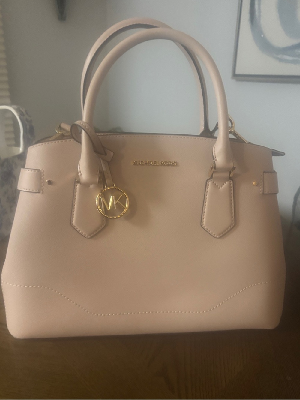 Michael Kors Dusty Pink Leather Satchel with Gold Accents